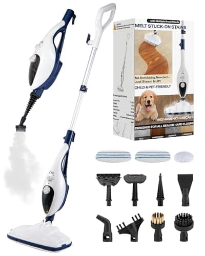 CYK Steam Mops for Floor Cleaning, 12 in 1 Handheld Steam Cleaner for Home, Floor Steamer for Hardwood Floors and Tile(Navy-White)
