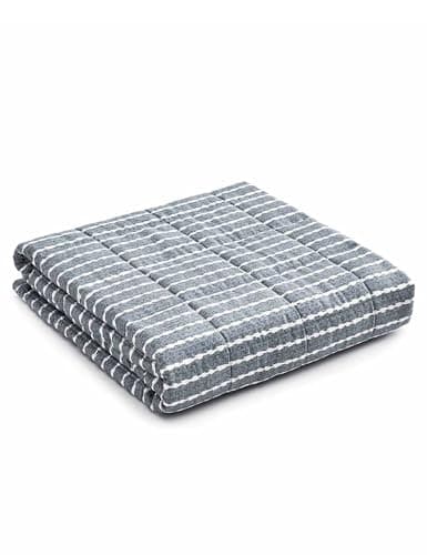 YnM Weighted Blanket, Oeko-Tex Certified Breathable Cotton Material with Premium Glass Beads (Blue White, 41''x60'' 7lbs), Suit for One Person(~60lb) Use on Twin Bed