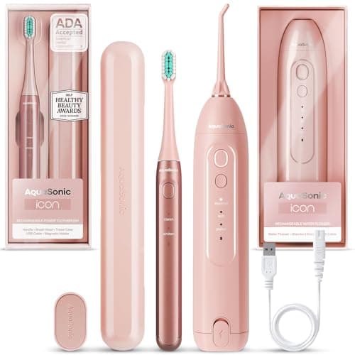 Aquasonic Icon Toothbrush & Water Flosser Bundle (Blush)