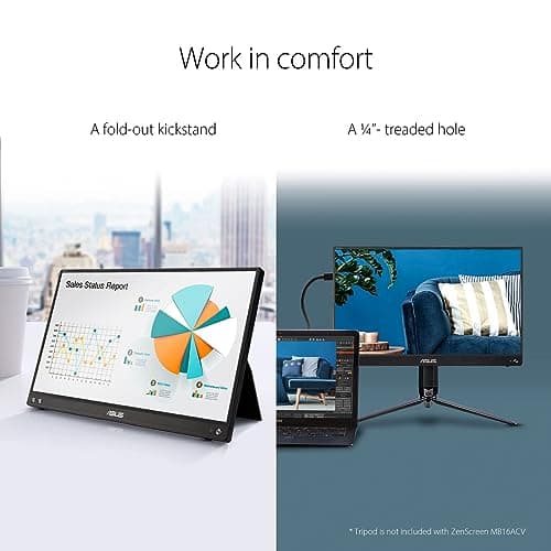 ASUS ZenScreen 15.6 Inch Portable Monitor - 1080P, Full HD, IPS, USB Type-C, Eye Care, Kickstand, for Laptop, PC, Phone, Console, Anti-Glare Surface, 3-Year Warranty - MB16ACV 6
