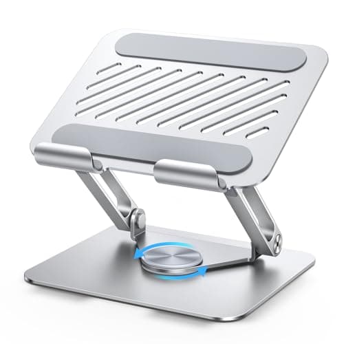 UGREEN Tablet Stand Holder for Desk with 360° Rotating Base Aluminum Dual Rod Support Adjustable Home Office Accessories Compatible with iPad Pro 13 12 11 Air Mini 5 4 3 Phone E-Reader Silver