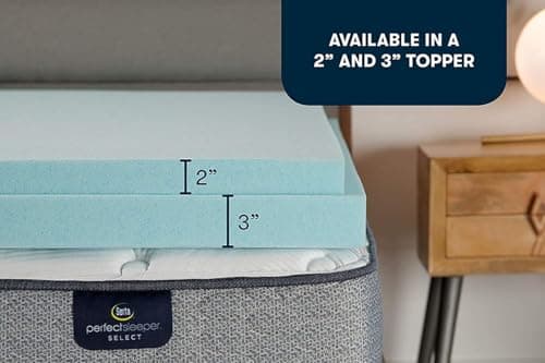 Serta ThermaGel Cooling, Pressure-Relieving Memory Foam Mattress Topper, 2 Inch, Twin XL, Blue 5
