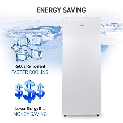 Commercial Cool Upright Freezer, Stand Up Freezer 6 Cu Ft with Reversible Door, White 8