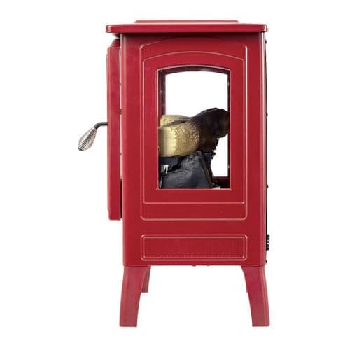 Country Living Infrared Freestanding Electric Fireplace Stove Heater in Deep Red | Provides Supplemental Zone Heat with Remote, Multiple Flame Colors, Metal Design with Faux Wooden Logs 7