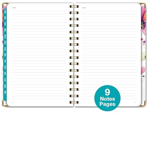 HARDCOVER 2025 Planner, 5.5"x8": 14 Months (November 2024 - December 2025), Daily Weekly Monthly Planner, Yearly Agenda, Bookmark, Pocket Folder and Sticky Note Set (Rainbow Floral) 5