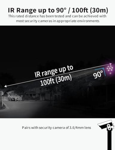 LONNKY LED IR Illuminator Wide Angle 8-LEDs 90 Degree 100Ft IR Infrared Flood Light for CCTV Security Cameras, IP Camera, Bullet Camera, Dome Camera, Suitable for Outdoor and Indoor Use 7