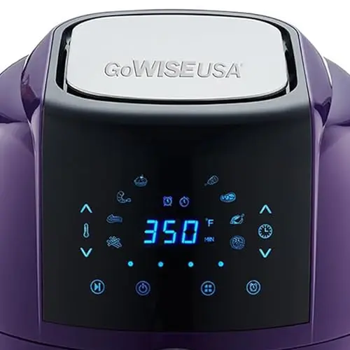 GoWISE USA GWAC22006 5.8-Quart Air Fryer, 6 PC Accessory Set + 50 Recipes (Plum), QT 7