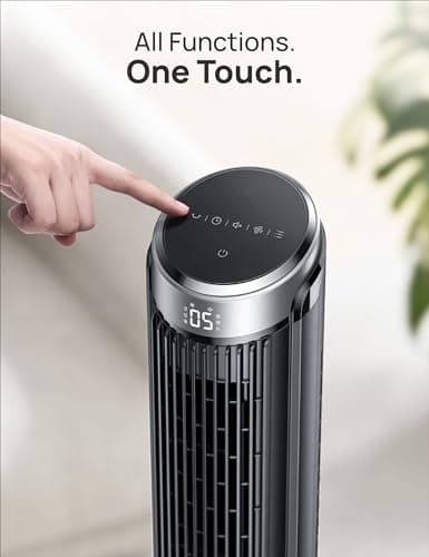 Dreo Tower Fan for Bedroom, 90° Oscillating Fans that Blow Cold Air, 5 Speeds, 4 Modes with 26ft/s Velocity, 12H & 28dB Quiet Timer, Remote, Touch, 40" Standing Floor Fan for Home Office, Black 6