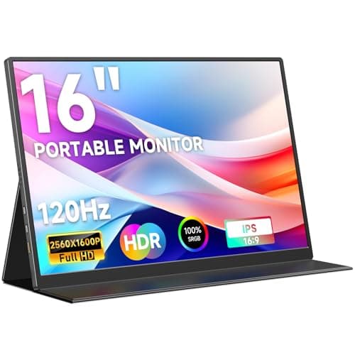 AYY 16" 2.5K 120Hz Portable Monitor, 2560x1600 HDR IPS Display, QHD 100% sRGB, USB-C & HDMI, Eye Care External Second Screen, for Laptop/PC/Phone/PS4/5/Xbox/Switch