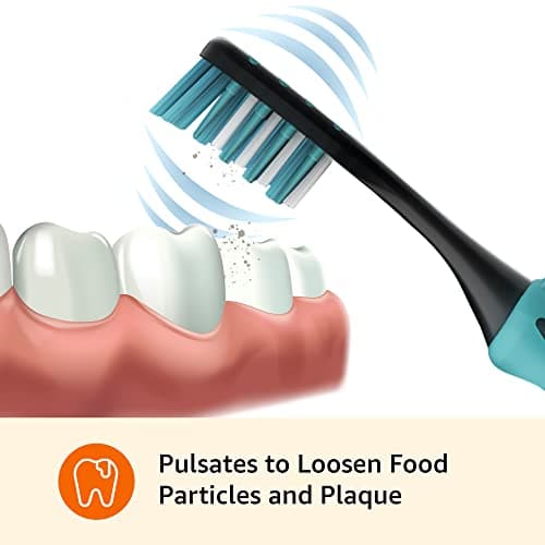 Amazon Basics Soft Electric Toothbrushes for Adults, Pulsating Deep Cleaning, Plaque Removal, Sensitive Gums, Battery Powered, Soft Bristles, 2 Count, Assorted Colors 5