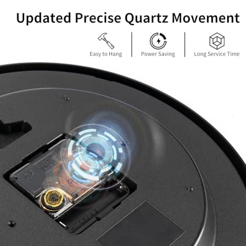 HIPPIH 2 Pack Silent Wall Clock, 10 Inch Non Ticking Quiet Digital Sweep Decorative Battery Operated Wall Clocks for Living Room Bedroom Kitchen School Office Decor, Black 7