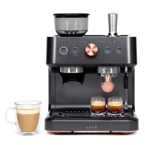 Café Bellissimo Semi Automatic Espresso Machine + Milk Frother | WiFi Connected| Built-In Bean Grinder, 15-Bar Pump & 95-Ounce Water Reservoir | Matte Black, C7CESAS3RD3