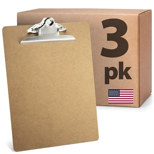 Officemate Recycled Wood Clipboard, Letter Size, 9" x 12.5" with 6" Clip, 3 Pack (83133),Brown
