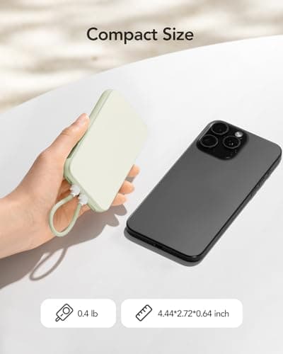 charmast 10000mAh Wired Portable Charger, 20W Fast Charging Slim Power Bank with Removable Cable for iPhone & Android, Hand-Free Battery Pack with Digital Display for Short Travel (No-Wireless) 7