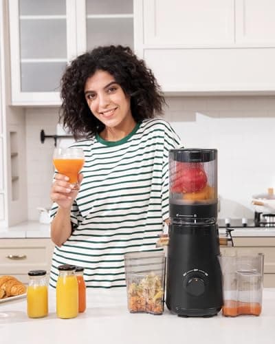 TUUMIIST Juicer Machines, Cold Press Juicer with 5.3" Extra Large Feed Chute Fit Whole Fruits & Vegetables Easy to Clean, High Juice Yield, BPA Free (Black) 10