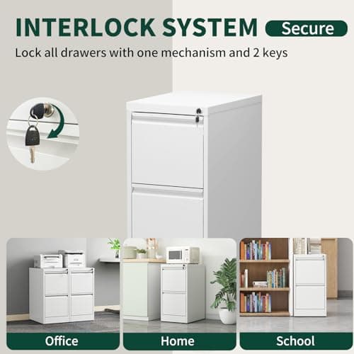 Yukimo 4 Drawer File Cabinet with Lock, Vertical Filing Cabinets for Home Office, Locking File Cabinet Hanging Files for A4/ Legal/Letter, Require Assembly, White 7