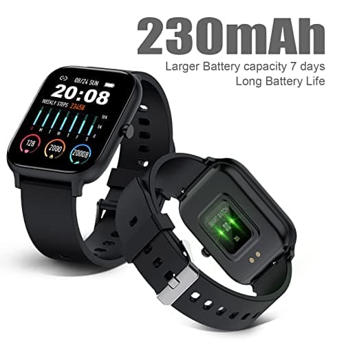 Smart Watch for Men Women Compatible with iPhone Samsung Android Phone 1.69 inch Full Touch Screen IP68 Waterproof Bluetooh Fitness Tracker Heart Rate/Sleep Monitor (Black) 7