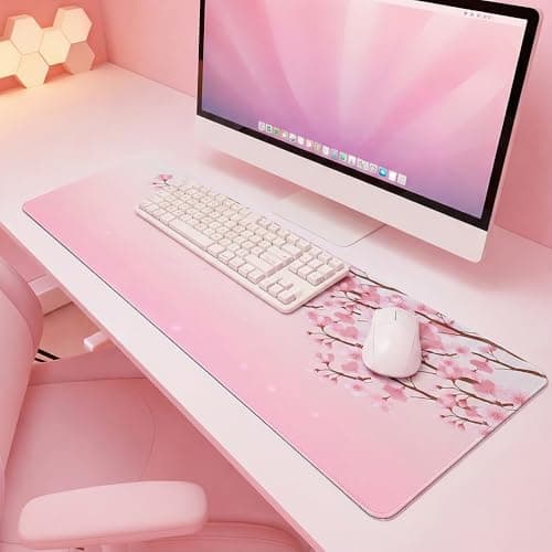MasiBloom Large Mouse Pad Mat 11.8 x31.5 inches with Stitched Edge Non-Slip Rubber Base for Home Office Gaming Desk Mouse Pads Mats Accessories (Pink Flowers) 6