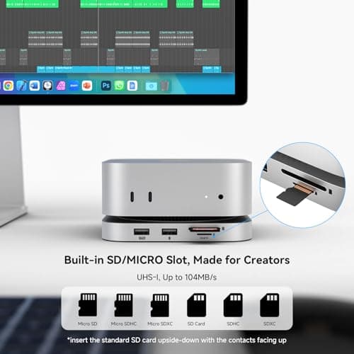 Minisopuru MINI4PRO Mac mini M4 Dock with 4K@60 HDMI, 8TB M.2 NVMe SSD Enclosure, Mac mini Hub & Stand for Mac mini M4 and M4 Pro 2024 (TF/SD Slot, 3* USB-A 2.0, Audio) | Silver 6