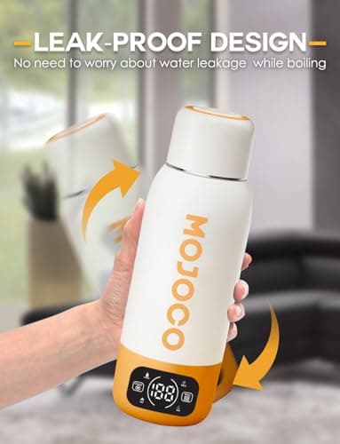 Mojoco Portable Travel Kettle - 20oz Double Wall Vacuum Insulated Stainless Steel Kettle for Coffee, Tea - Leak Proof Portable Small Water Boiler for RV, Camping 8