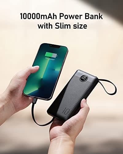 VEEKTOMX Portable Charger Built-in Cables,10000mAh Power Bank for iPhone,Fast Charge USB C Battery Pack Travel Essentials Powerbank Compatible with iPhone 17/16/15/14, Samsung S25/24, Android, etc 7