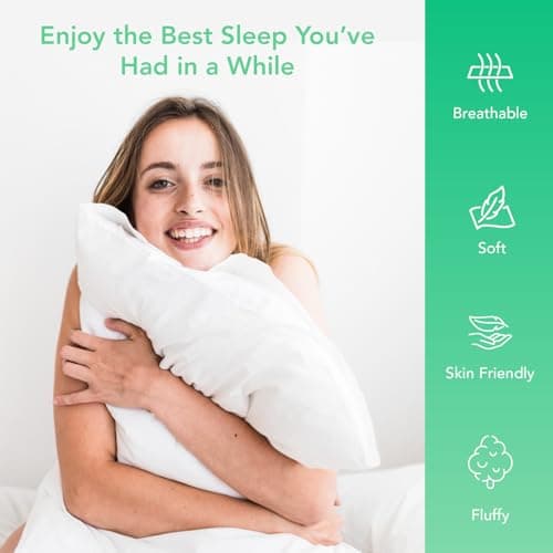 Celeep Bed Pillows (2 Pack) - Pillow Set Queen Size - Hotel Quality Sleeping Pillows for Side, Stomach and Back Sleepers - Microfiber Filling - Soft and Supportive (Queen) 2