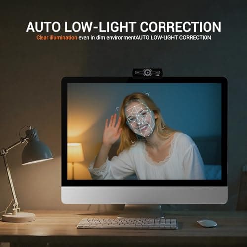 2K Webcam with Microphone, 1440P QHD Web Cam for Desktop Computer, Plug and Play USB Computer Camera for Laptop/PC, Streaming Web Camera with Auto Light Correction for Zoom/Teams/Skype, Mac/Windows 7