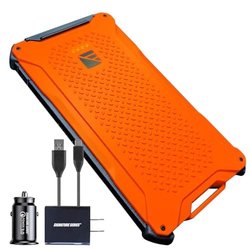 Dark Energy Poseidon Pro Indestructible Portable Charger - Hi-Vis Orange | 10,000 mAh Long Lasting Battery with USB-A, USB-C Connectors, Ultra-Durable Armorflex and Signature Series Plugs
