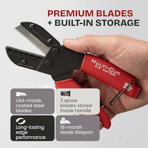 Ronan Multi-Cut Industrial Cutter – Heavy-Duty Blade for Plastic, Rubber, Wood, Leather & More – Replaceable Blades, Safety Lock, Ergonomic Grip, 3 Extra Blades Included 5