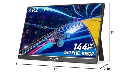 ARZOPA 16.1'' 144Hz Portable Gaming Monitor, 106% sRGB 1080P FHD Kickstand Portable Monitor with HDR, Ultra Slim, Eye Care, External Second Screen for Laptop, PC, PS5, Mac, Xbox-Z1FC 9