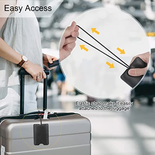 FYY Luggage Tag - 2 Pack PU Leather Luggage Tags for Suitcases with Name ID Card Travel Tags Labels with Privacy Cover for Baggage Handbag School Bag Suitcase Black 5