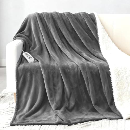 Heated Blanket Electric Blanket Queen Size 84"x90" Fast Heating Electric Blanket with Dual Control 10 Heat Levels & 10 Hours Auto-Off Overheat Protection Cozy Soft Flannel Heated Throw Blanket 7