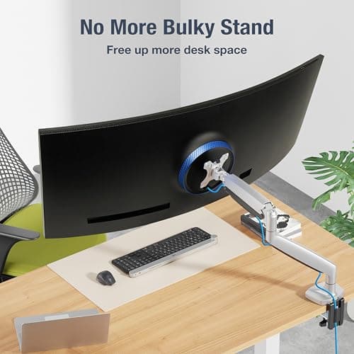 AVLT Single 17"-45" Monitor Arm Desk Mount Premium Mechanical Spring fits One Flat/Curved/Ultrawide Monitor Full Motion Height Swivel Tilt Rotation Adjustable, Gray 5