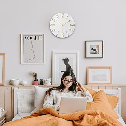 fapugh Wall Clock, Silent Clock, Wall Clocks Battery Operated， 12 inch Modern Wall Clock, Suitable for Offices, Living Rooms, Kitchens, Homes, Schools (White) 5