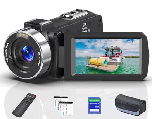 8K 64MP Video Camera 18X Digital Camcorder Video Camera for YouTube 3.0 inch Flip Screen Camcorder Vlogging Camera with 32GB SD Card, 2.4G Remote Control, Two Batteries and External Mic1