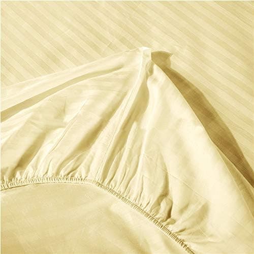 Lasin Bedding Luxury Super Soft 100% Cotton, Stripe, Fitted Sheet, Full 54" x 75", 12" Drop, Ivory 3