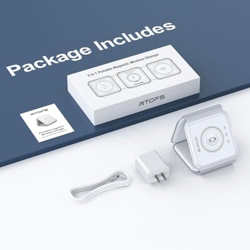 Wireless Charger 3 in 1,RTOPS Magnetic Travel Wireless Charging Station Multiple Devices,GaN 3 in 1 Charging Station,Compatible for iPhone16/15/14/13/Pro/Max,iWatch,AirPods4/3/2/Pro(Adapter Includes) 7