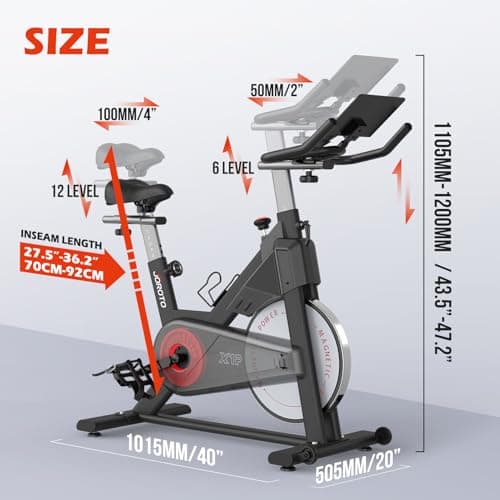 JOROTO Stationary Bikes for Home - Exercise Bike with Magnetic Resistance, Workout Bike Indoor Cycling Bikes with 11.8" Enlarged Tablet Bracket & RPM Display -2023 NEW VERSION 8