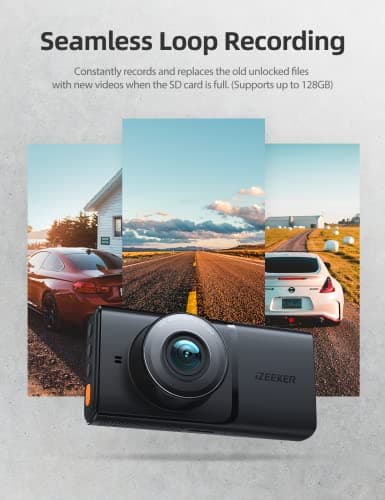 iZEEKER Dash Cam Front and Inside Cabin, Both 1080P Dual Dash Camera for Cars with IR Night Vision, 170°+140° Wide Angle, Accident Record, Parking Monitor for Truck Taxi Driver, Support 128GB 6