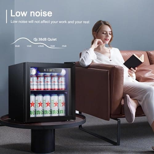 Antarctic Star Mini Fridge Cooler - 12 Bottle 48 Can Beverage Refrigerator Glass Door for Drinks or Beer Wine –Small Drink Dispenser for Home, Office or Bar, Electronic Temperature Control，1.3cu.ft. 6