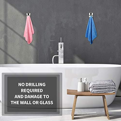 Boao 4 Pcs Self Adhesive Towel Hook Holder Grabber Stainless Steel Kitchen Dish Towel Hook Wall Mount Non Drilling Hangers Rack Hand Tea Holders for Bathroom Accesories Kitchen Gadgets (Silver) 5
