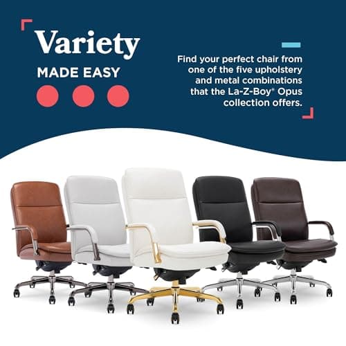 La-Z-Boy Opus Ergonomic Bonded Leather Swivel Executive Chair, White and Gold (CCHR10015A) 10