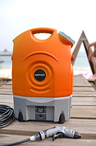Ivation Multipurpose Portable Spray Washer w/Water Tank - Runs on Built-in Rechargeable Battery, Home Plug and 12v Car Plug - Integrated Roller Wheels 9