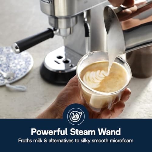 De’Longhi Dedica Arte Espresso Machine with My LatteArt Steam Wand (Milk Frother), 15-Bar Pump & 3-Level Temp Control - Compact Espresso Maker for Latte & Cappuccino - Italian Stainless Steel Design 4