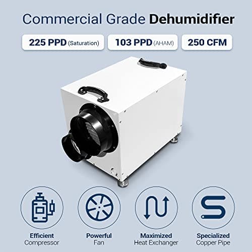 HD103 225 pints Crawlspace Dehumidifiers for Basements, Commercial Dehumidifier for Home, Garages, Water Damage Restoration, dehumidifiers for Crawl Space ETL Listed 8