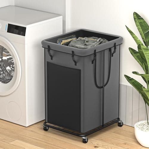 YKDIRECT 150L Large Laundry Hampers, Oxford Fabric Laundry Hampers Clothes Hampers, Metal Frame and Removable Bag Design with Wheels, Suitable for Bedroom, Bathroom, Dorm Room, Laundry Room (Grey)