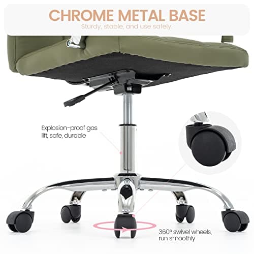 MFD LIVING High Back Desk Chair, Modern PU Leather Home Office Task Chair with Arms, Adjustable Swivel Computer Executive Chair with Wheels (Olive Green) 6