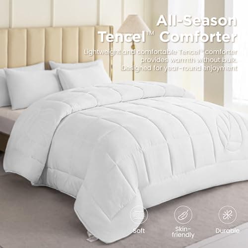 Sophia & William Tencel Lyocell Bed Comforter Queen, Cooling Lightweight All-Season Fluffy Comforter Queen, Quilted Duvet Insert 6
