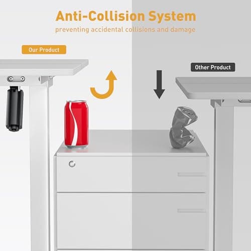 VVENACE 48 x 24 Inch Electric Standing Desk Adjustable Height, Sit Stand Desk with Wheels, Stand up Desk for Home Office, Computer Workstation (Spliced Desktop,White) 9