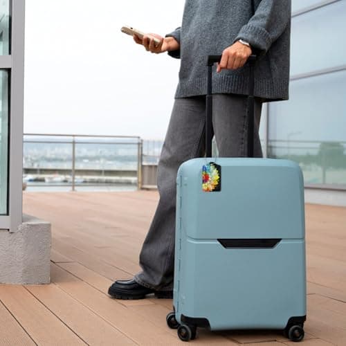 2 Pcs Luggage Tags for Suitcases PU Leather Luggage Tag with Privacy Cover Label Address Card and Durable Metal Ring Suitable for Suitcase Bag Handbags Backpacks Travel Accessories 7